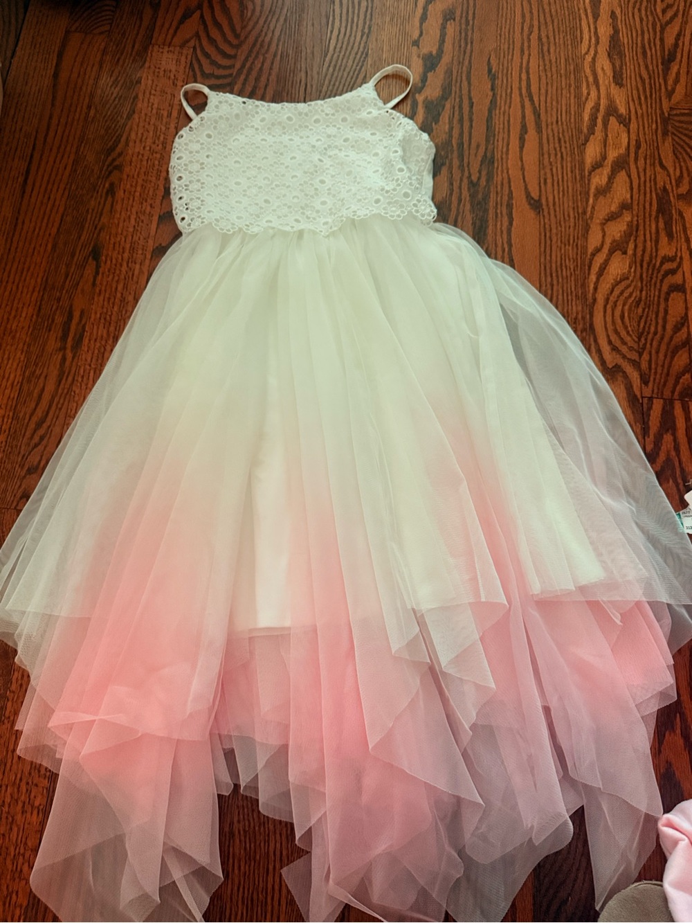 Zhenzi White to Pink Ombre Tulle Flower Girl Dress